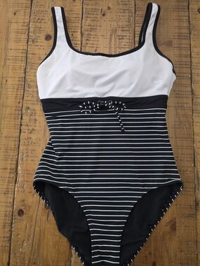 JAG Black & White Striped One-Piece